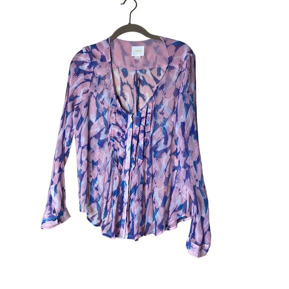 Anthropologie Maeve 100% Silk Blouse Pink/Blue Size 8 - Picture 2 of 8